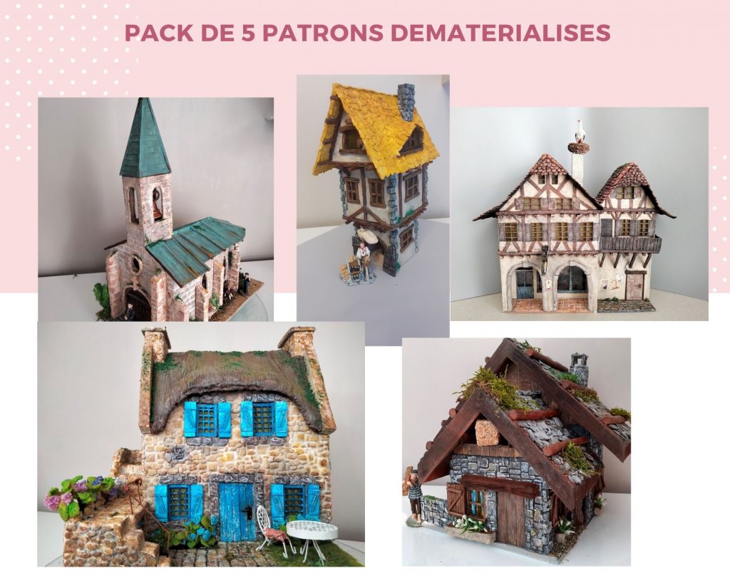 creations village de Noël pack de 5 patrons